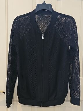 Cupio Black Mesh Bomber Jacket